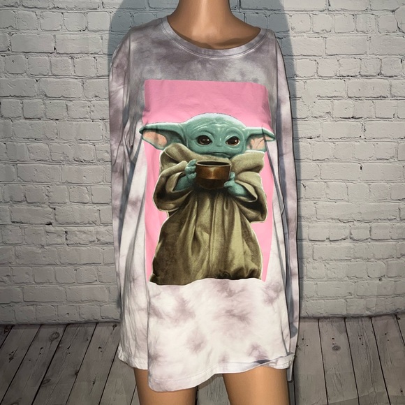 Star Wars Other - Star Wars Tye Dye Gray & Pink Yoda Long Sleeve Shirt size M